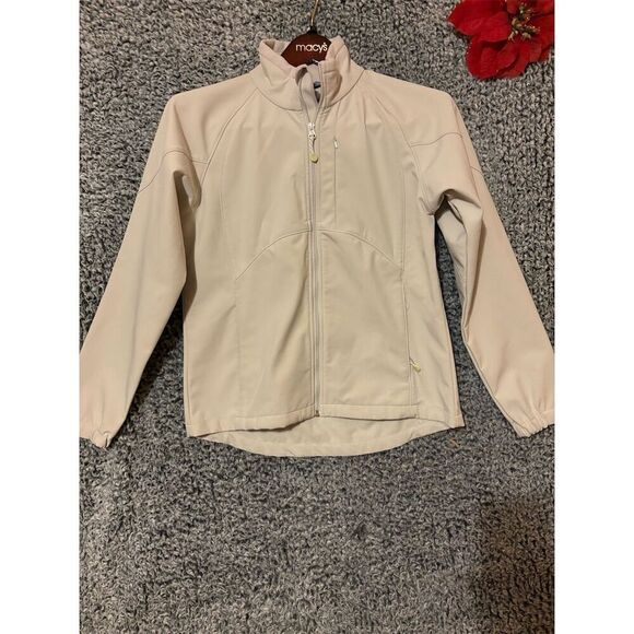 Ach Diamond Women's Full Zip Beige Jacket Size M Casual Solid - Picture 2 of 8